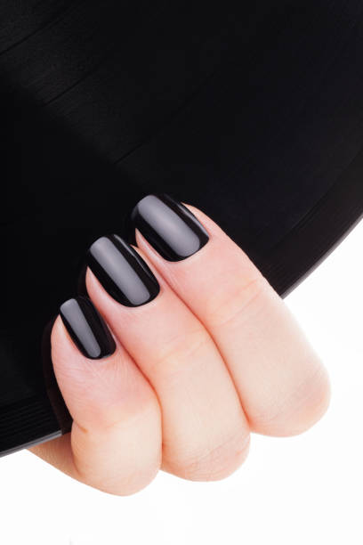 istock Very beautiful black nails close up. 687811038