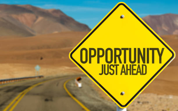 opportunity just ahead (segno) - initiative innovation business aspirations foto e immagini stock