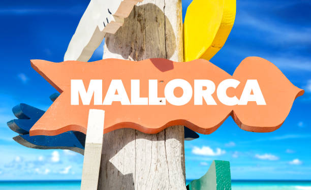 istock Mallorca wooden sign with beach background 687813992