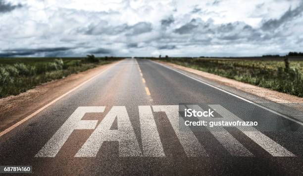 Faith Sign Stock Photo - Download Image Now - Religion, Christianity, Road