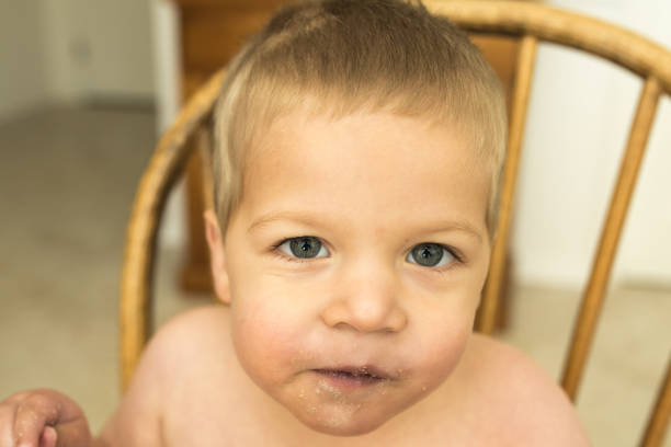 Toddler Boy With Messy Mouth stock photo
