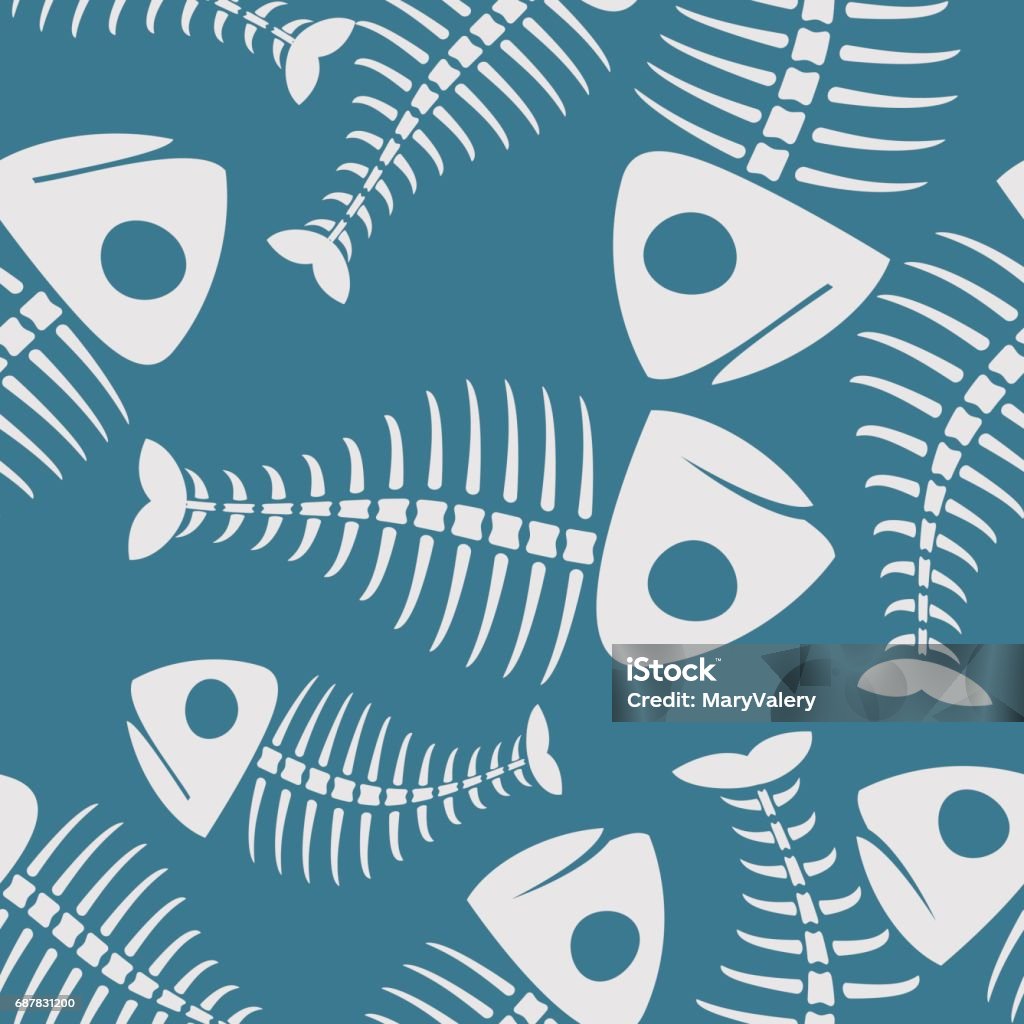 Bone Fish Pattern Illustrator Fish Bones Seamless Pattern Fishy Skeleton Background Stock ...