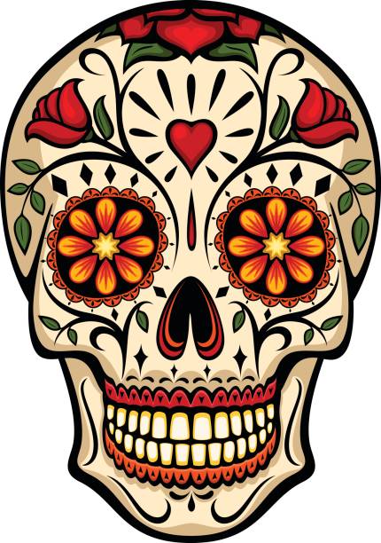 설탕 스컬 - sugar skull stock illustrations