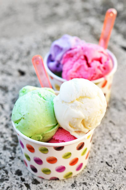 istock Ice cream balls in paper cups 687840834