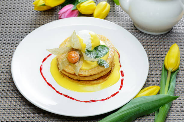 View of preparation of pancake at home.