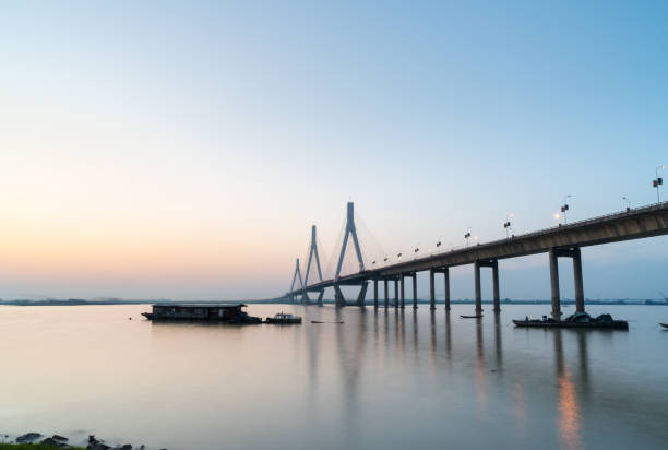 dongting lake bridge in sunset