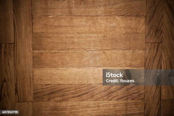 Overhead View Of Brown Wooden Panel Stock Photo - Download Image Now - Backdrop - Artificial Scene, Backgrounds, Blank