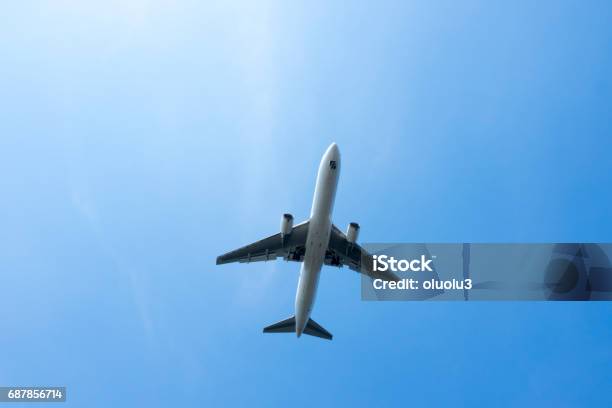Airplane In The Sky Stock Photo - Download Image Now - Air Vehicle, Aircraft Wing, Airplane