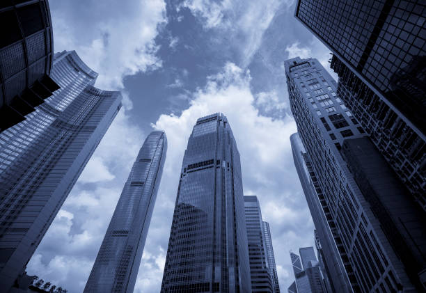 istock Modern office buildings in central Hong Kong, Blue tone color processing 687857166