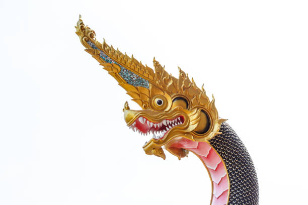Statue king of nagas on a white background.