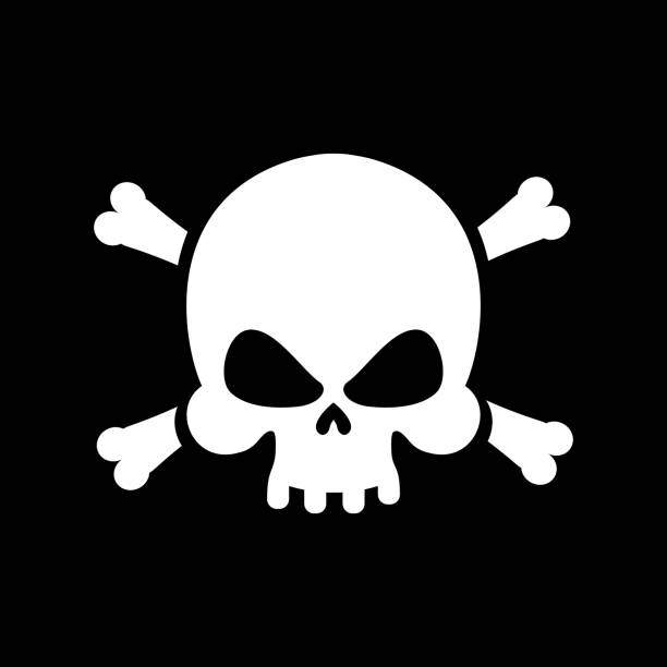 istock Pirate flag skull. Black Banner filibuster. Head skeleton pirates banner 687864916