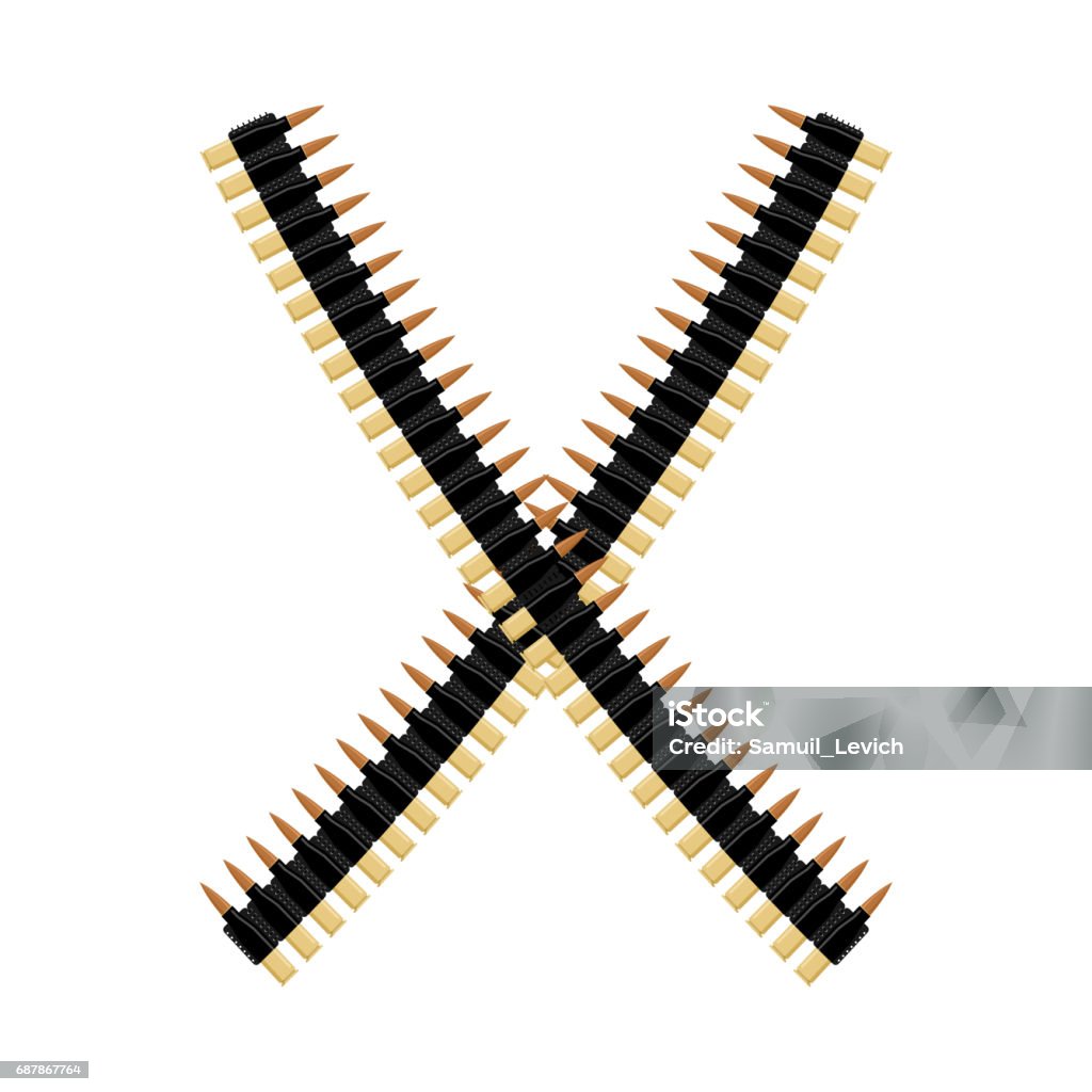 Cartridge Belt Bullet Tape Isolated Bandolier On White Background Clip  Holder Military Ammunition Stock Illustration - Download Image Now - iStock