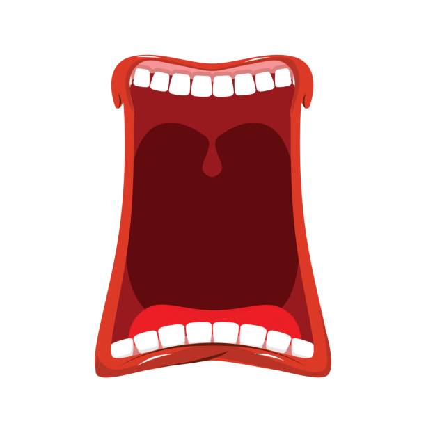 istock Open mouth isolated. Teeth and tongue. Hunger. Yawns on white background. Lips and throat 687869038