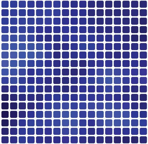 Vector illustration of Dark blue rounded mosaic background over white square