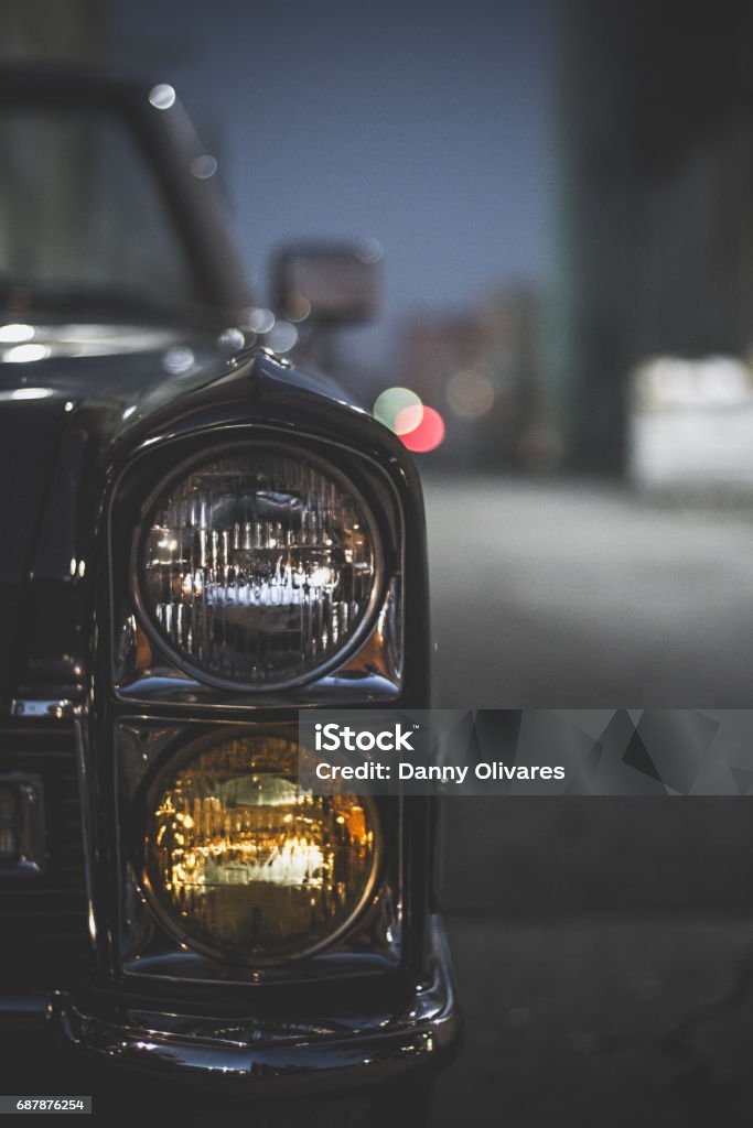 When Cars Were Classic Cars Parked, Cars Driving, Man Sitting on Car Cruise - Vacation Stock Photo
