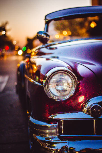 When Cars Were Classic Cars Parked, Cars Driving, Man Sitting on Car car show stock pictures, royalty-free photos & images
