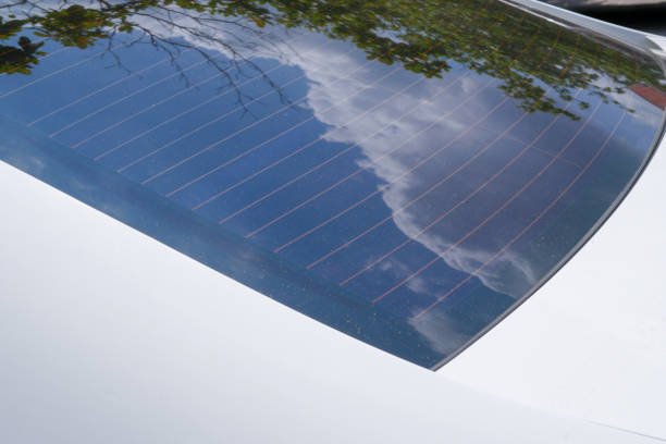 istock Rear windshields of a white car 687878476