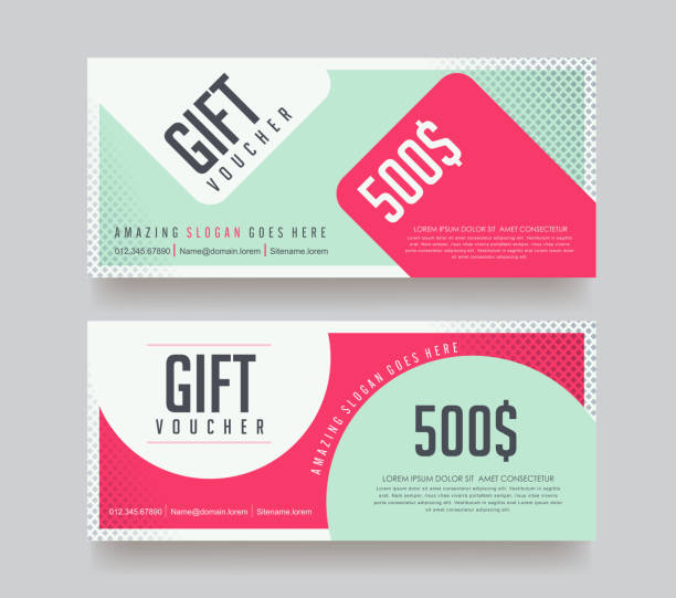 gift voucher 97 Gift Voucher discount template with colorful background . Vector illustration.banners.Wallpaper.flyers, invitation, posters,tag, brochure. gift card template stock illustrations