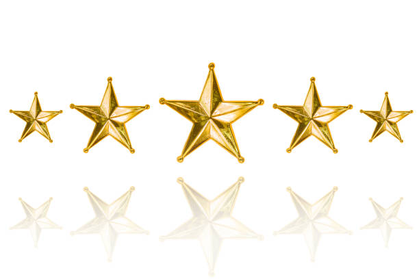 istock Five Golden Christmas Star isolated on white Background 687878950