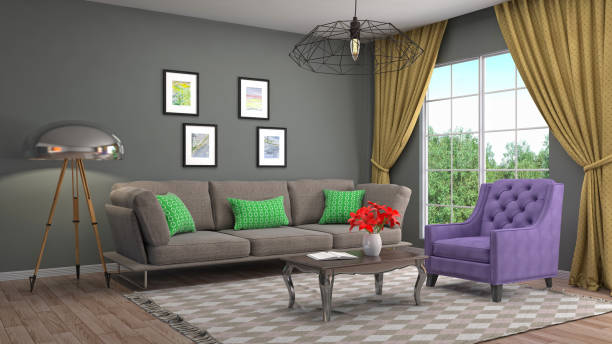 istock Interior living room. 3d illustration 687881386