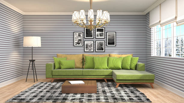 istock Interior living room. 3d illustration 687881530