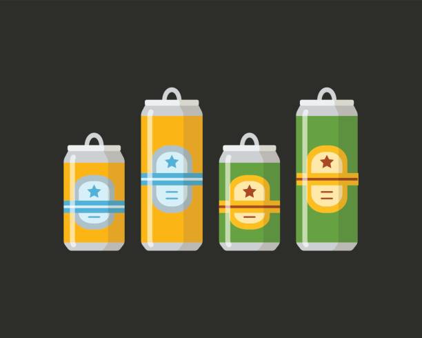 ilustrações, clipart, desenhos animados e ícones de conjunto de cerveja. uma coleção de cerveja latas em diferentes cores sobre um fundo preto. - cans toast