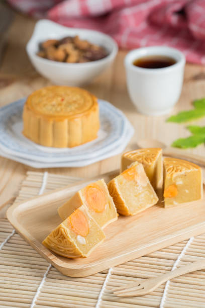 istock Slied of mooncake on plate. 687885758