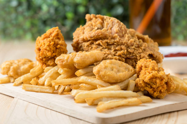 istock Fried chicken with nugget and french fries. 687886546