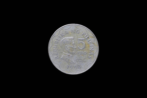 istock Philippine coins isolated on black background. 687889464