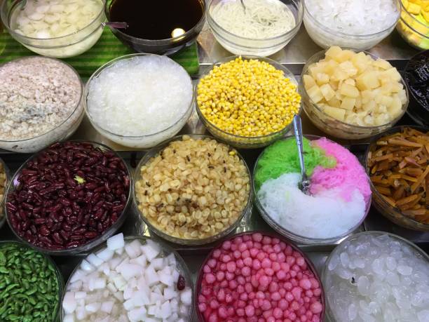 istock Colorful thai dessert. Thai street food - mixed assorted dessert 687889736