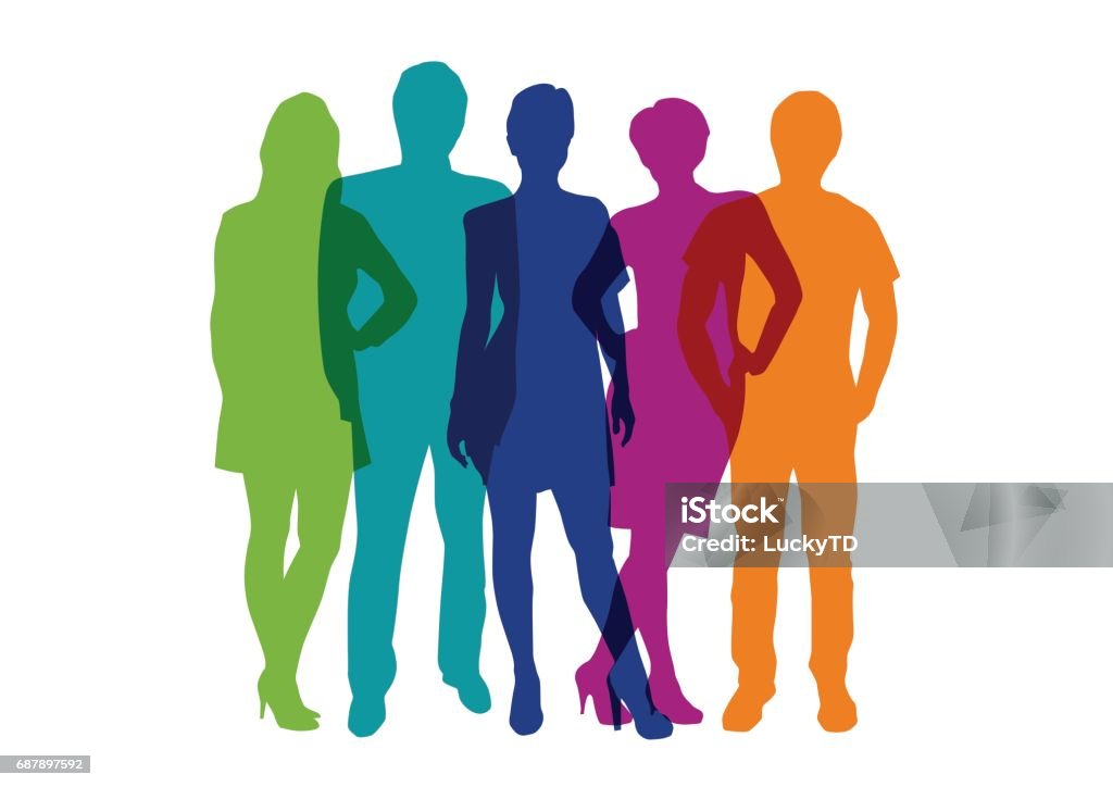 Vector people at the work, teamwork and collaboration In Silhouette stock vector