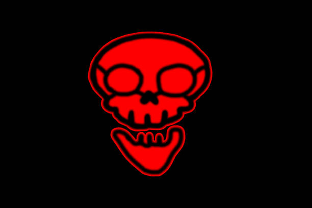 red Skull. flat symbol pictogram on black background. red simple icon