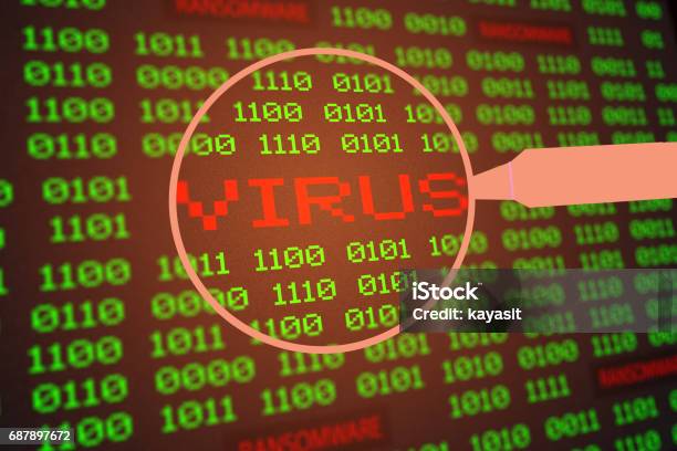 Spotlight Computer Virus Magnifying Glass Scanning And Identifying A Computer Virus Stock Photo ...