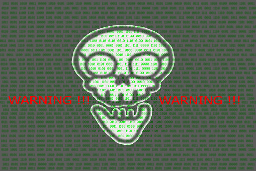 Sony Ransomware Skull Screen Human Skull In Digital Background Concept Of Network Security Cyber ...