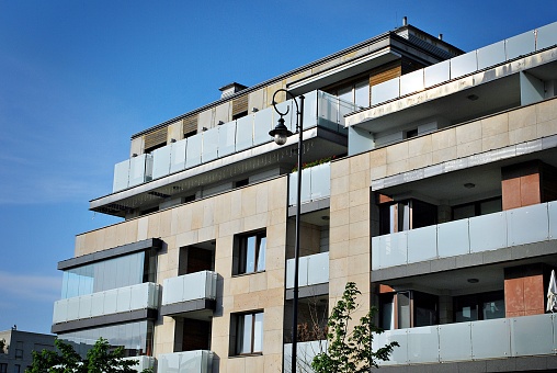 Architectural details of modern apartment building.
