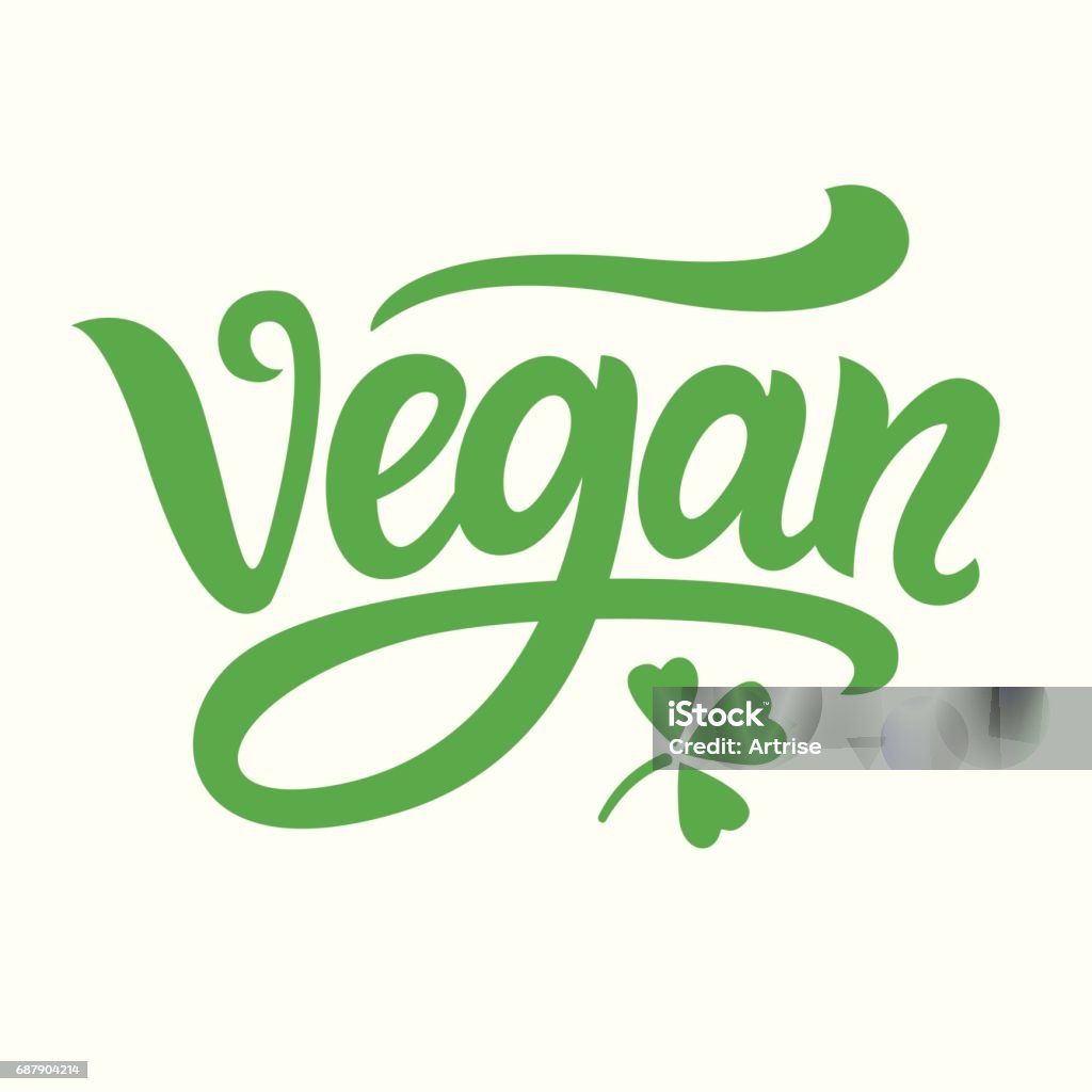 Mano de vegano verde escrita Letras - arte vectorial de Comida vegana libre de derechos
