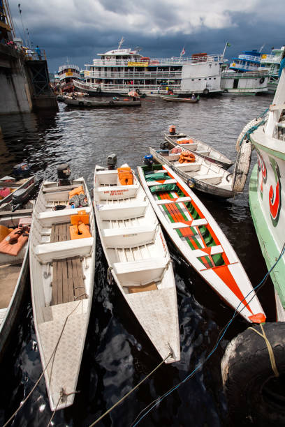 Colored boats in Manaus harbor - Amazon