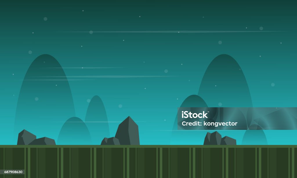 Construct Background Mountain At Night Style Game Background Vector Illustration Stock ...