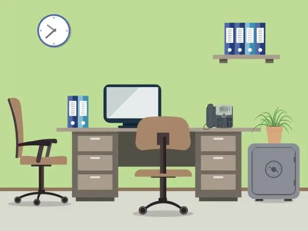 Vector illustration of Workplace of office worker