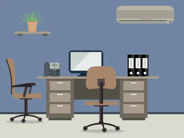 Vector illustration of Workplace of office worker