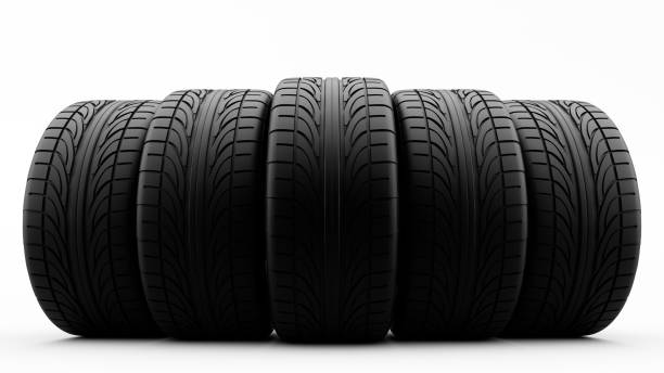 istock 3d rendering of car tires in row on a white background 687915842