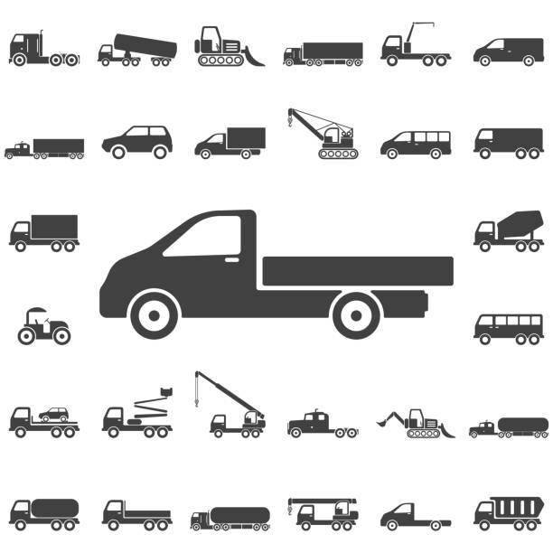 lkw-symbol - car side view truck truck driver stock-grafiken, -clipart, -cartoons und -symbole
