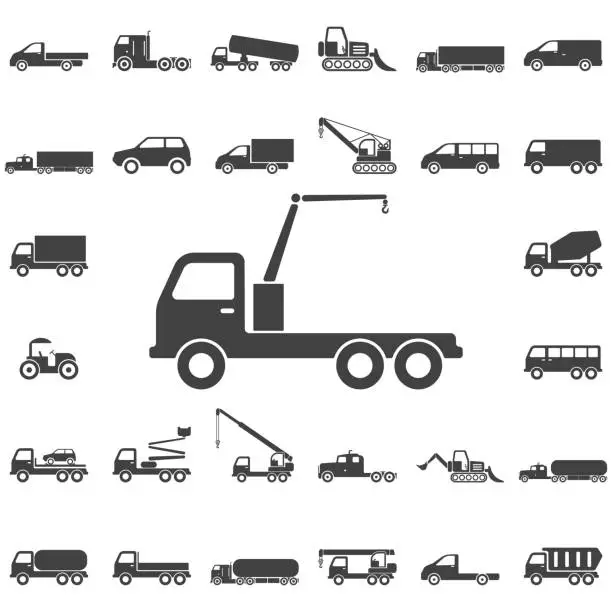 Vector illustration of truck crane icon