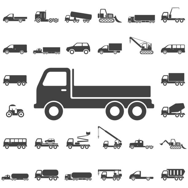 lkw-symbole - car side view truck truck driver stock-grafiken, -clipart, -cartoons und -symbole