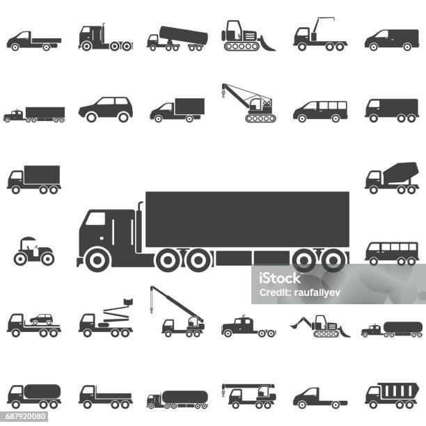 Truck Icons Stock Illustration - Download Image Now - Truck, Icon Symbol, Crane - Machinery