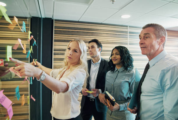 istock Woman explaining the plan to the team 687920282