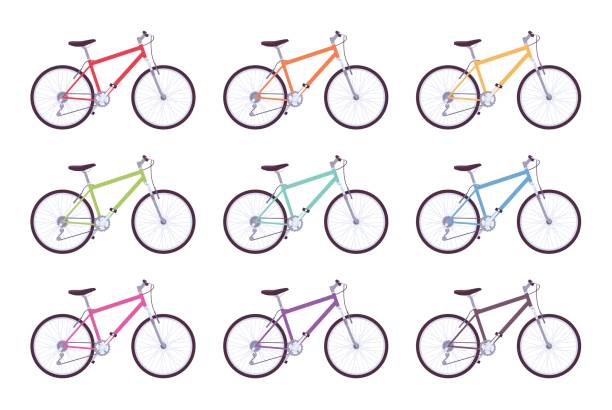 istock Set of sport bicycles in different colors 687924552