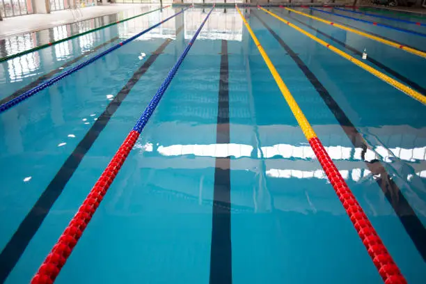 Olympic swimming pool lane markers.