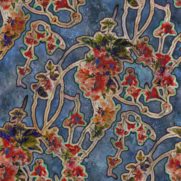 istock Watercolor painting of flowers, seamless pattern 687931022