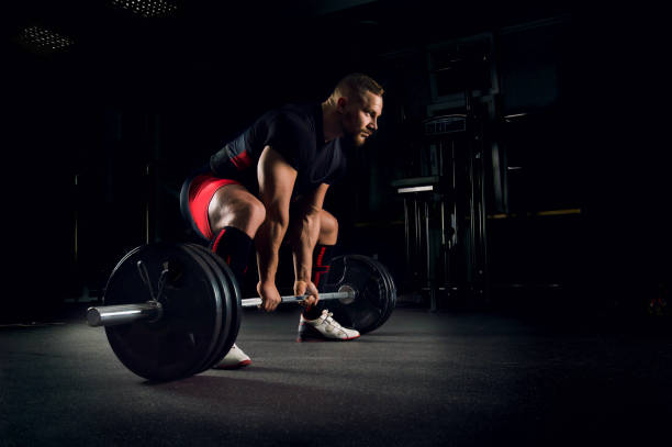 istock Athlete is prepared to perform an exercise called deadlift 687939498